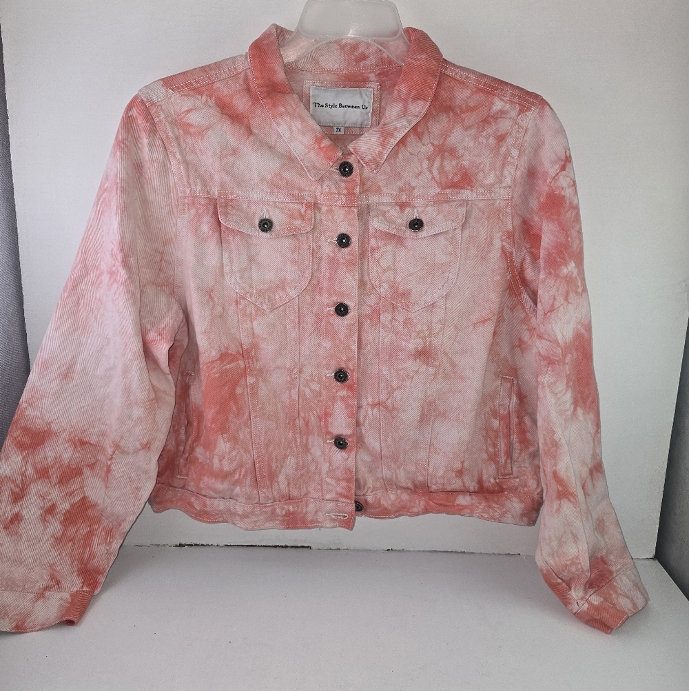 Coral Tie-Dye Jean Jacket